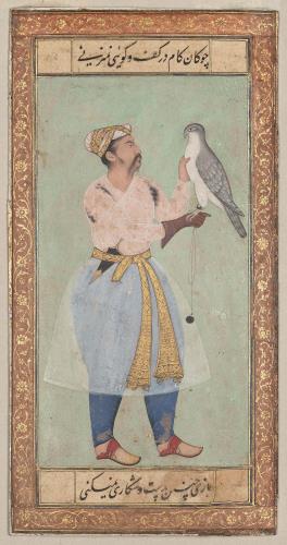 Portrait of nobleman with a falcon; ca. 1610 mughal. | Museum of Fine Arts, Boston - چوگان کام در کف و گویی نمی‌زنیبازی چنین به دست و شکاری نمی‌کنی