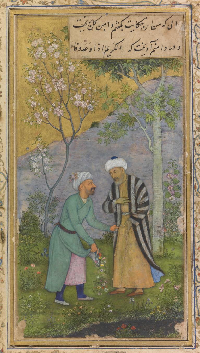 سعدی (سمت راست) اثر گوردهن نقاش هندی